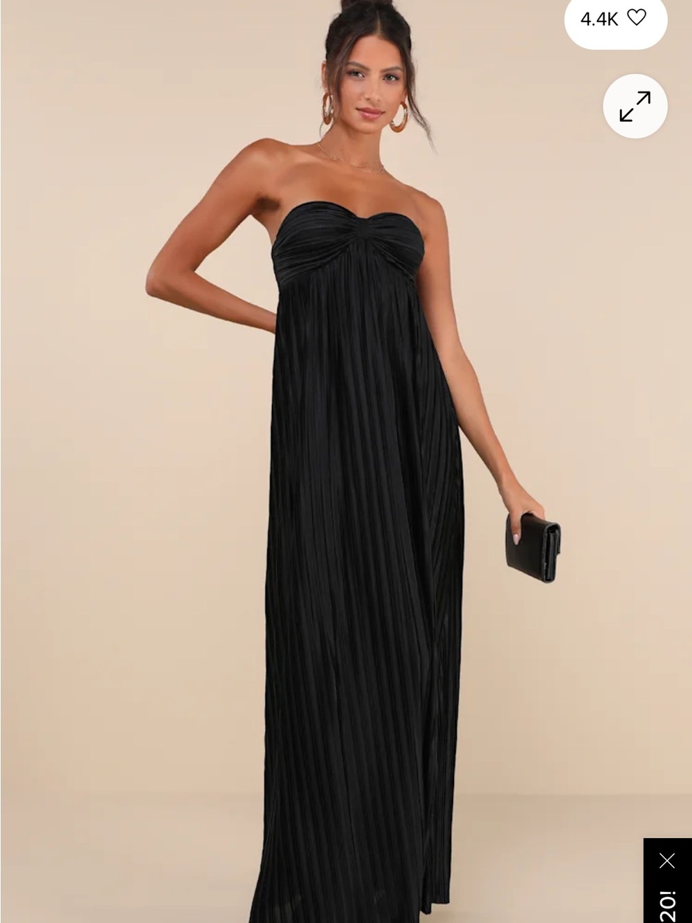 Lulu's Black Strapless Pleated Maxi Dress